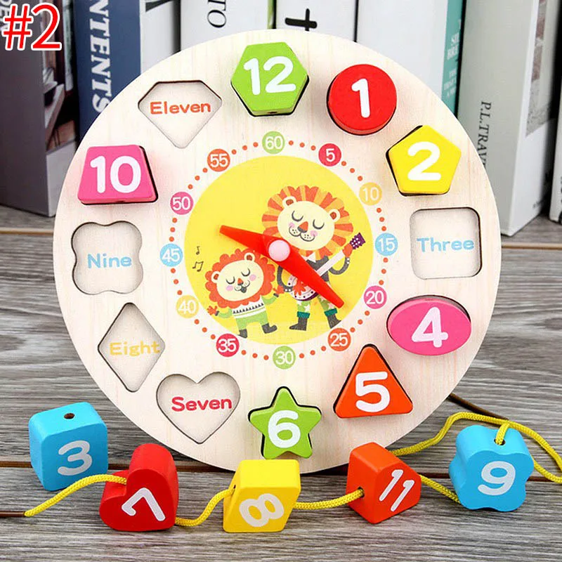 Детские деревянные игрушки красочные Обучающие часы деревянные часы цифровой геометрический познавательный, на поиск соответствия Обучающие игрушки Детские обучающие игрушки - Цвет: 2