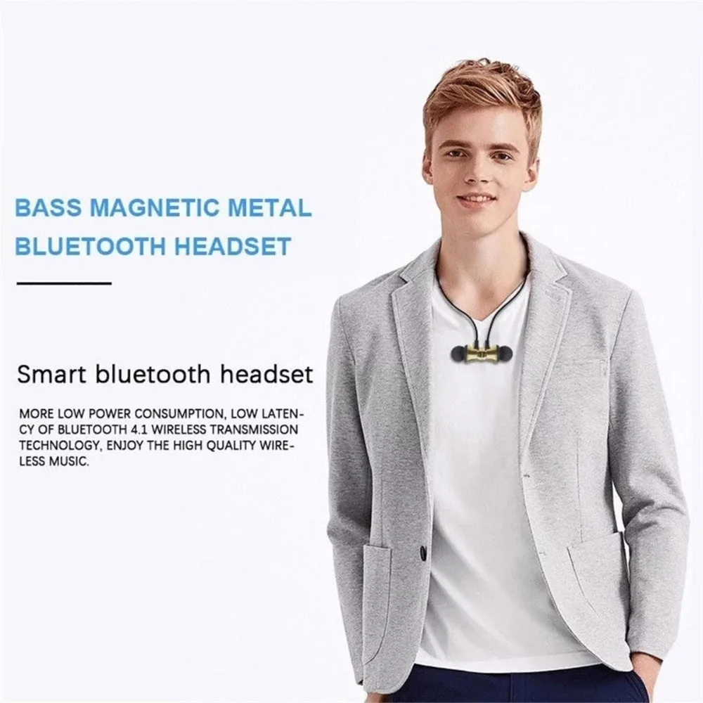 Беспроводные магнитные bluetooth-наушники, спортивные bluetooth-наушники, металлические цветные bluetooth-наушники с микрофоном для iPhone samsung