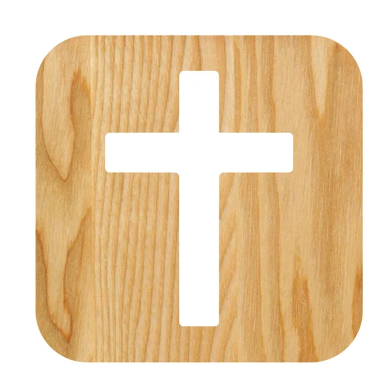 

3D Wooden Cross USB Night Light LED Table Lamp Novelty Kids Bedroom Coffee Shop Decoration Christian Gift