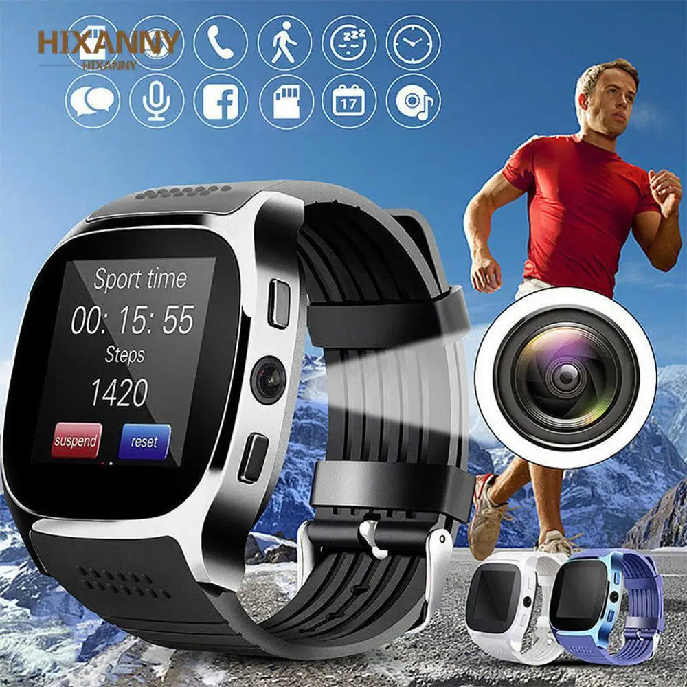 

New Bluetooth Smart Watch with Camera Facebook Whatsapp Support SIM TF Card Call Sports Smartwatch for Android Phone PK Q18 DZ09