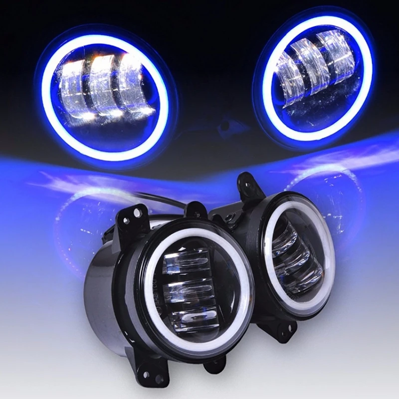 Для Jeep Wrangler Dodge Chrysler Cherokee, 2 шт., 4 дюйма, 30 Вт, круглый светодиодный противотуманные фары, светодиодный фонарь для вождения с поворотным сигналом и DRL