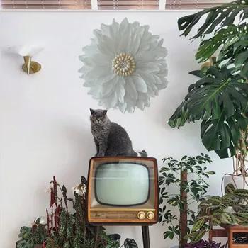 

Unique Prettyin Bohemian Feather Wall Hanging Handmade Weave Flowers Wall Art Decor Childrens Room Interiors Nursery Girls Room