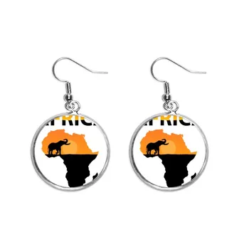 

Africa Map Savanna Elephant Wildlife Ear Dangle Silver Drop Earring Jewelry Woman