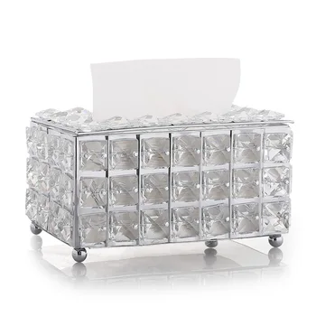 

1pc Rhinestone Tissue Box Paper Rack Office Table Accessories Facial Case Holder Creative Napkin Tray Decoration