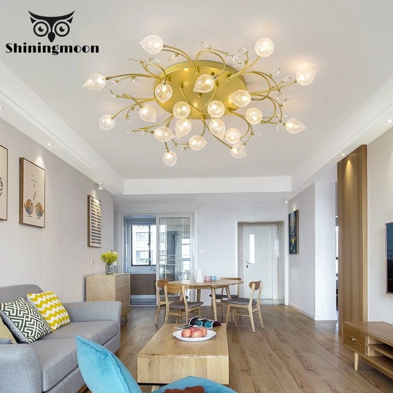 

Nordic Gold/Black Led Ceiling Lamp Modern Glass Irregular Ceiling Light Lustre Dining Room Restaurant Crystal Art Light Fixtures