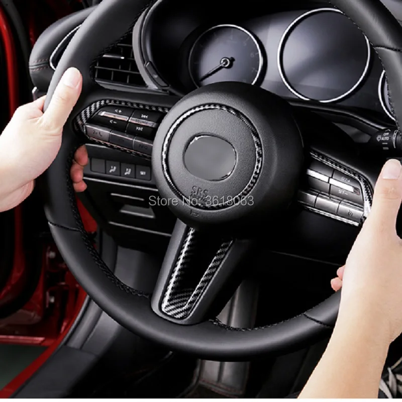 Для Mazda 3 Axela внутренний руль из углеродного волокна с блестками, накладка, наклейка, аксессуары для украшения автомобиля