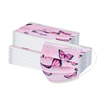 

30pcs Parent-child Disposable Masks Pink Butterfly Printing Three-layer Mask Breathable Nonwoven Filter Face Mask Mascarilla