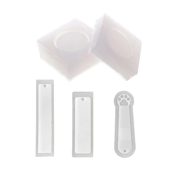 

3 Pcs Diy Bookmark Mould Making Epoxy Jewelry Diy Craft Silicone Transparent Mold & 1Pc DIY Round Silicone Storage Box Mold Moul