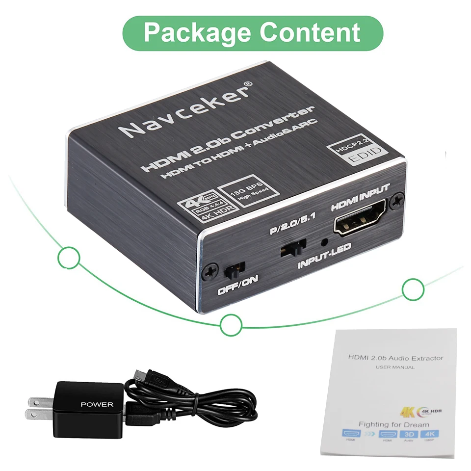 Аудиоэкстрактор Navceker 4K 60Hz HDMI 2 0 аудиоэкстрактор 5 1 ARC сплиттер к аудио экстрактор