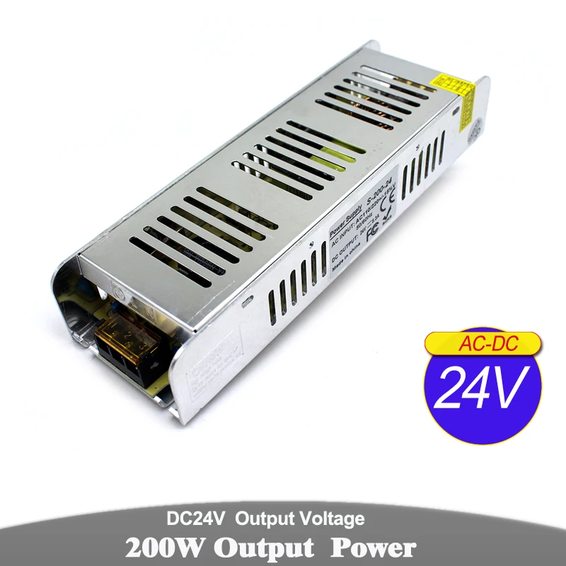 

Switching power supply unit 24V 8.3A 200W dc power Source Transformers 220V Input to DC24V Output For CCTV Printer Lighting