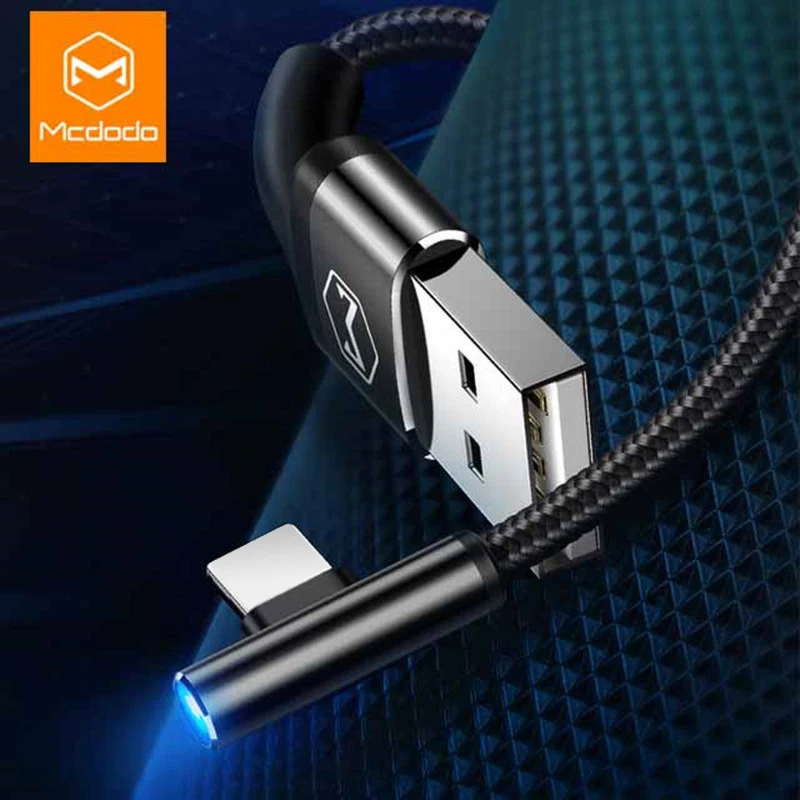 MCDODO синий свет USB кабель для iPhone X XS Max XR 6s iPad Быстрая зарядка зарядное устройство
