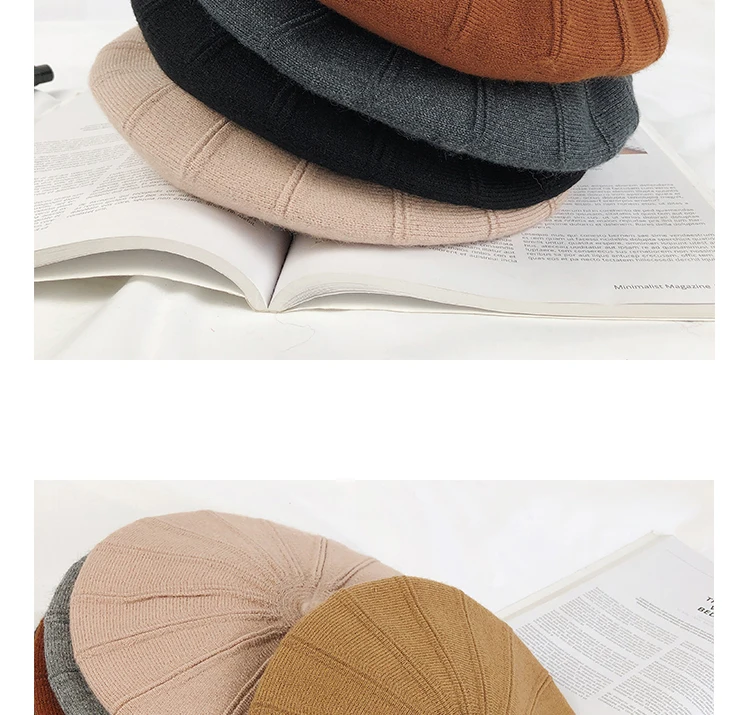 Wool Beret Hat New Winter Women's Casual Beret Caps British Artist Beret Hat Pumpkin Hat