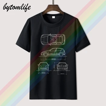 

2020 summer cotton Honda Civic 1992 Men's T-shirt with car drawings O Neck short sleeve tee