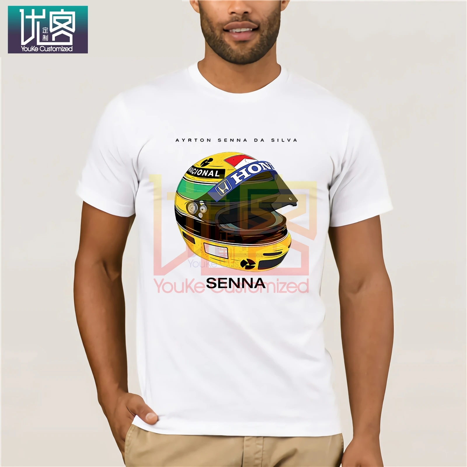 Футболка Ayrton Senna Helmet одноцветная Мужская футболка с коротким рукавом из 100% хлопка