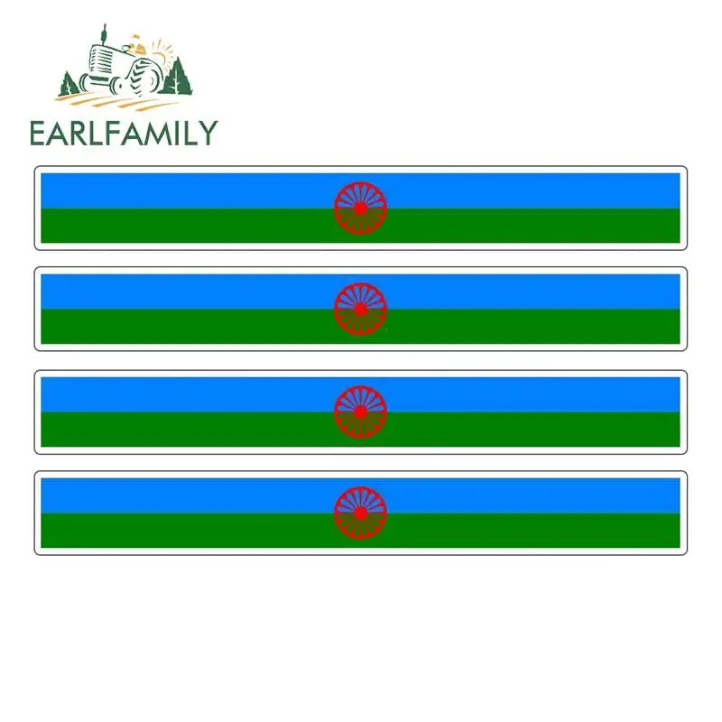 

EARLFAMILY 13cm x 1.7cm 4pcs Car Stripe Motorcycle Racing Flag Sticker Car Bumper Decal Bike Moto Gipsy Romani Roms Car Stickers
