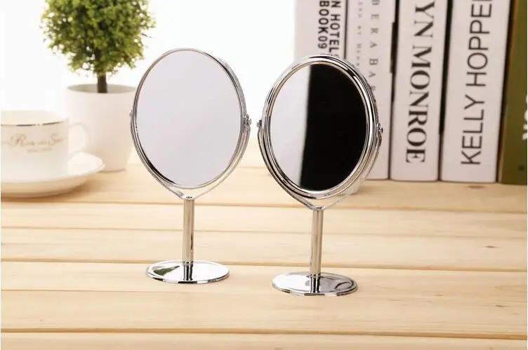 

Metal desktop makeup mirror round portable rotating makeup double-sided small mirror Dressing mirror 1:2 Zoom A30