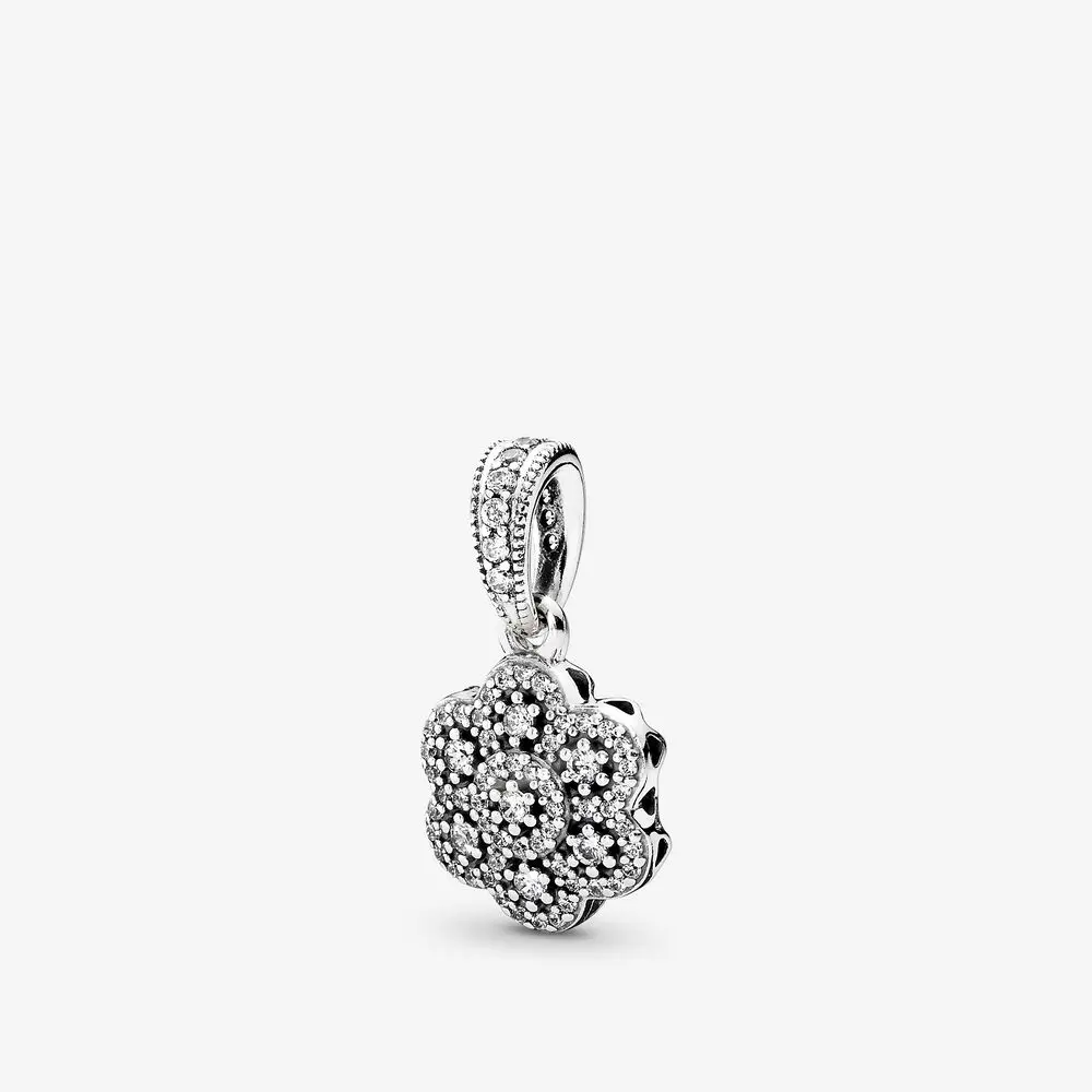 390392CZ_RGB  Crystallised Floral Necklace Pendant