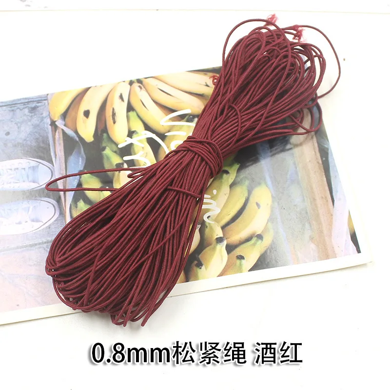 wine red Эластичный растягивающийся шнур диаметром 0,8 мм, Диаметр 1,2 мм, цветной хлопковый обернутый резиновый шнур для бисероплетения, растягивающийся шнур для изготовления ювелирных изделий своими руками - Цвет: wine red