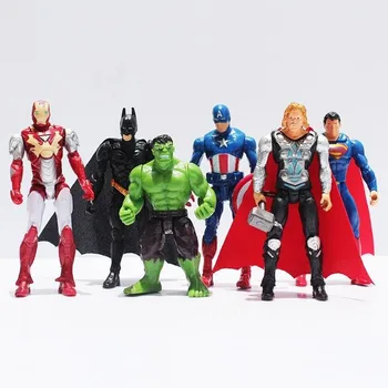 

6PCS/Lot The Avengers figures super hero toy doll baby hulk Captain America superman batman thor Iron man Kid boy birthday gift