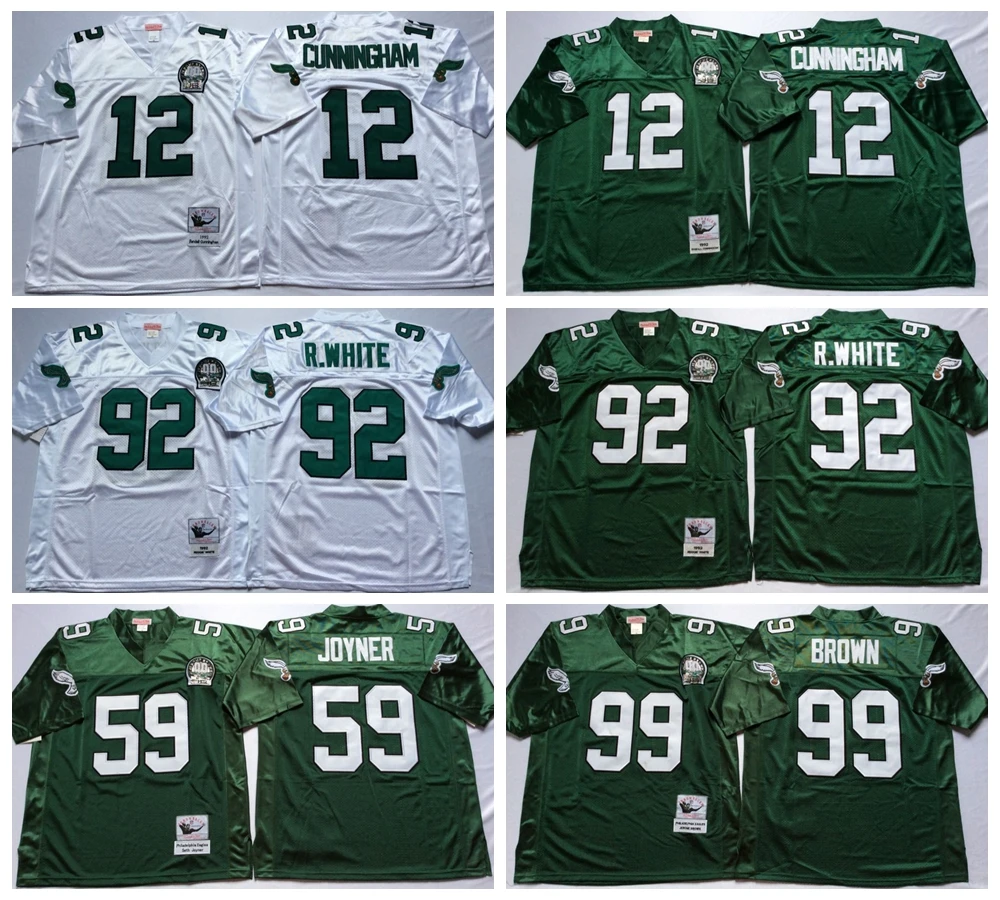 Stitiched, Philadelphia s, Reggie White, Randall Cunningham, Jerome коричневый, Joyner Green, возврат для мужчин, Настоящее фото Джерси
