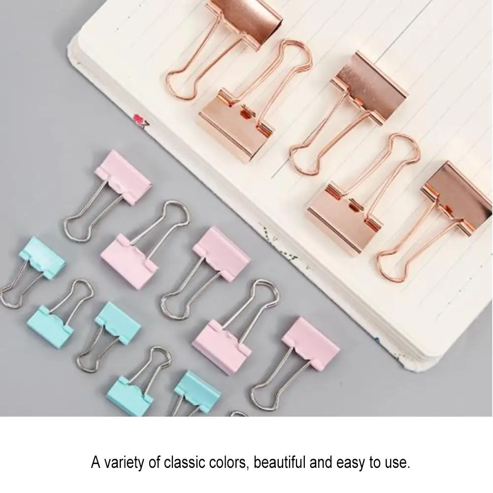 72Pcs Documents Clips Paper Clips Push Pins Sets With For Acrylic Box Light Pink/light Blue/rose Gold Clips For Office School