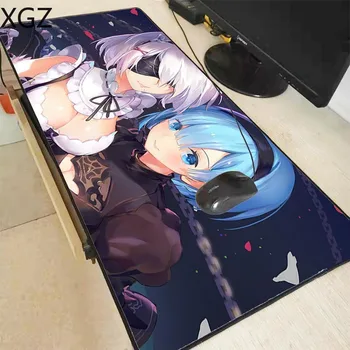 

XGZ Large Lock Edge Mouse Pad Gamer Re Zero Sexy Anime Girl Notebook Computer Mousepad Office Desk Resting Surface Mat Game Xxl