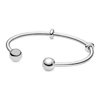 

2019 NEW 100% 925 Sterling Silver Winter Snake Chain Style Open Bangle Bracelet Fit DIY Bead Original Fashion Girl Jewelry Set