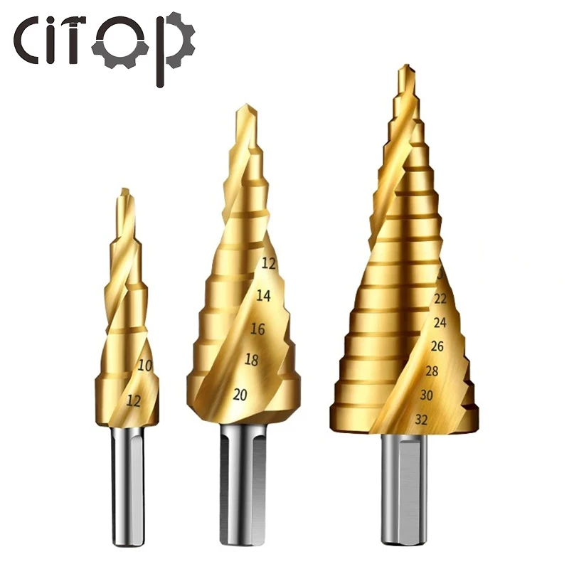 Citop HSS треугольные титановые спиральные ступенчатые сверла 4 12/4 20/4 32 мм режущие
