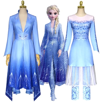 

Frozen 2 Elsa Costume Cosplay Girls Princess Dress up Elsa Cosplay Women Halloween Costume Snow Queen Elza Vestidos Adult/Girls