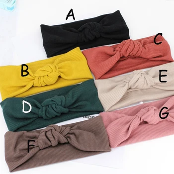

12pc/lot Korea Style Stretchy Knitted Bow Headbands For Women and Girls Knot Bows Elastic Soft Hair Ties Wide Turban Head Wraps