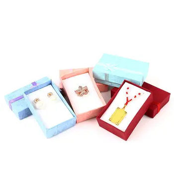 

New Bow Jewelry Organizer Storage Necklace Earrings Ring Gift Box With Sponge Inside Rectangle Jewelry Packaging Tray for Women