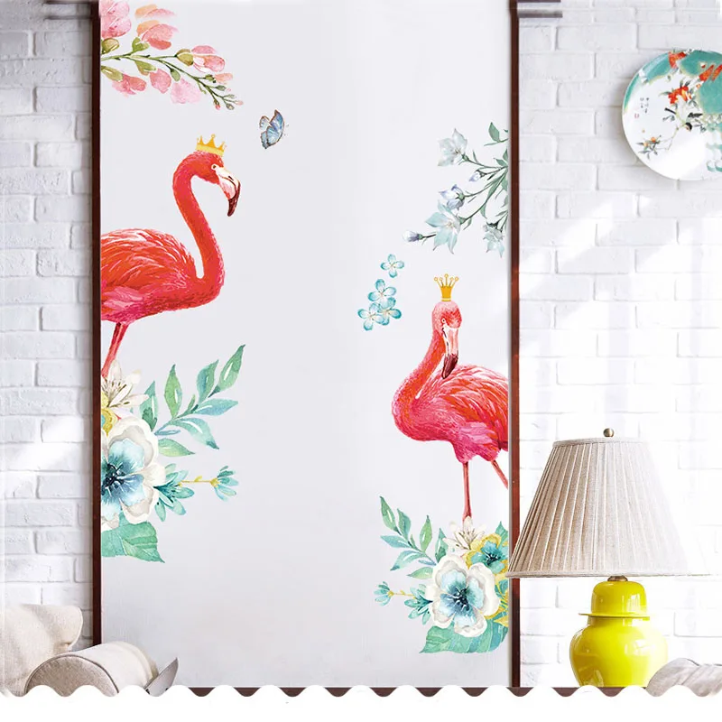 Любовь Фламинго наклейки на стену для гостиной домашний Декор Фон Наклейки на дверь самолет животное Настенные обои рушеднаклейки н