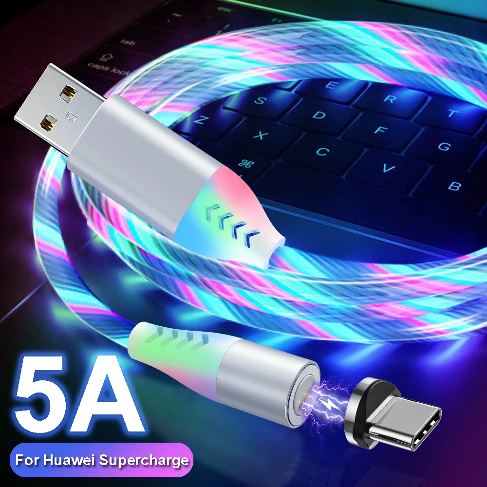 5A Магнитный течет светильник светодиодный микро-usb кабель световой
