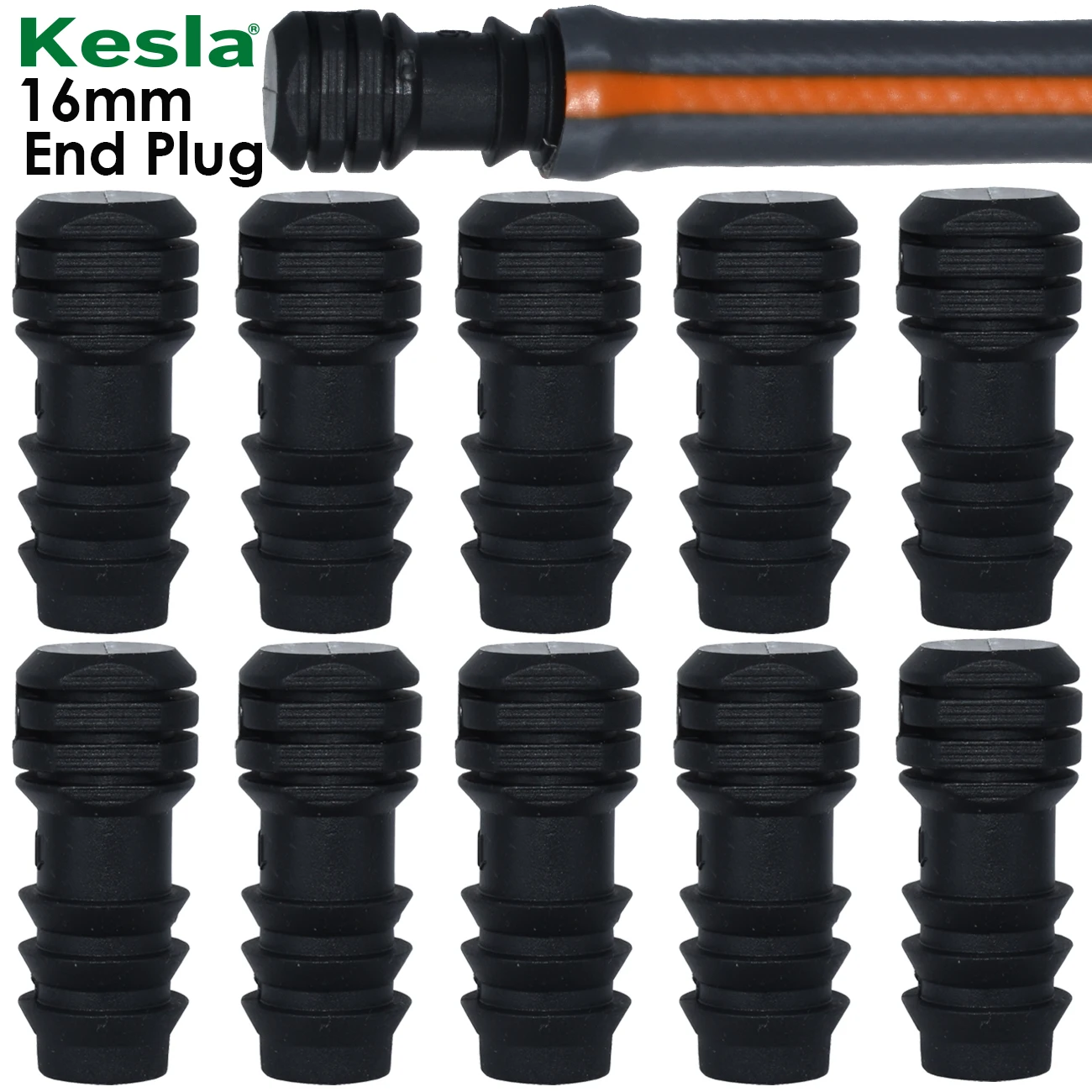 KESLA 10PCS 16mm End Cap for Micro Irrigation 1/2'' PE Pipe Tubing Hose Micro Drip Fitting Garden Watering Connector Waterstop