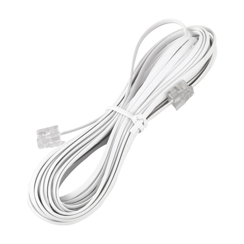White 6P2C RJ11 Long 6m (20 ft) Phone Extension Cord modular telephone extension cable 6M 20ft Telephone ex | Обустройство дома
