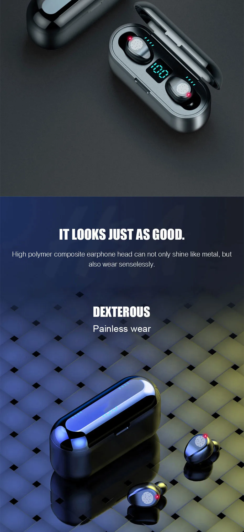KISSCASE V5.0 Bluetooth наушники беспроводные наушники спортивные наушники стерео гарнитура микрофон 2000 мАч Внешний аккумулятор зарядное устройство