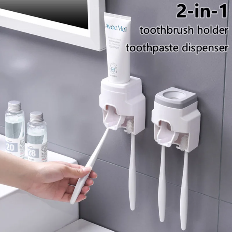 Wall Mount Automatic Toothpaste Dispenser Bathroom Accessories Set Squeezer Toothbrush Holder Tool | Дом и сад
