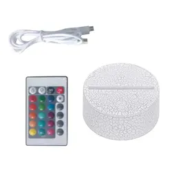Modern Black USB Cable Remote Control Night Light Touch Switch Acrylic 3D Led Night Lamp Assembled Base for Home Bedroom Decor