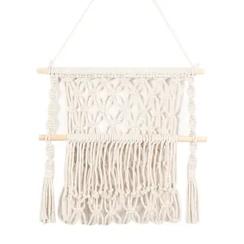

Nordic Hand-woven Homestay Macrame Wall Hanging Tapestry Wall Decor Bohemian Woven Tassel Pendant Book Net Bag Home Decoration