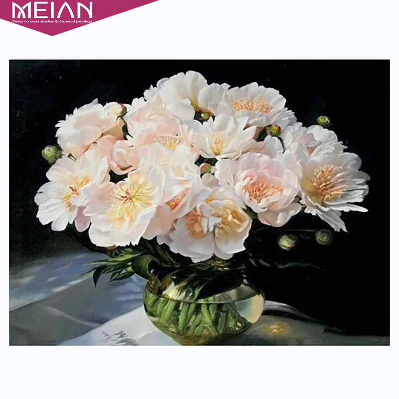 Meian 5D DIY Алмазная картина крест вышитые цветы полная дрель вышивка наборы Мозаика