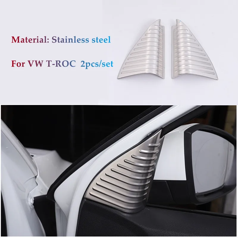 

For Volkswagen VW T-ROC T ROC 2017-2022 Car Front Door Window Inner Triangle A Column Cover Sticker Trim Styling Accessories