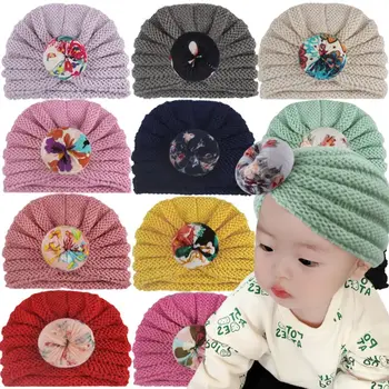 

Cute Children Knotted Wool Hat Baby Boys Girls Printed Knit Hats
