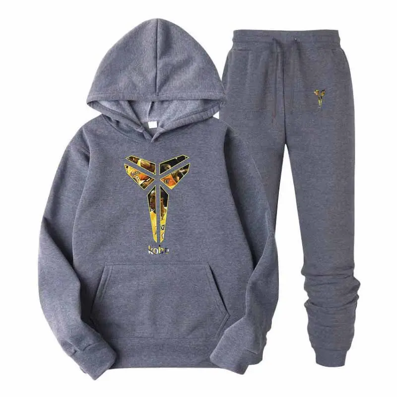 Kobe bryant agasalho moda masculina conjuntos de duas pedas todos os algodador velo moletom com capuz + ternos do esporte executan |
