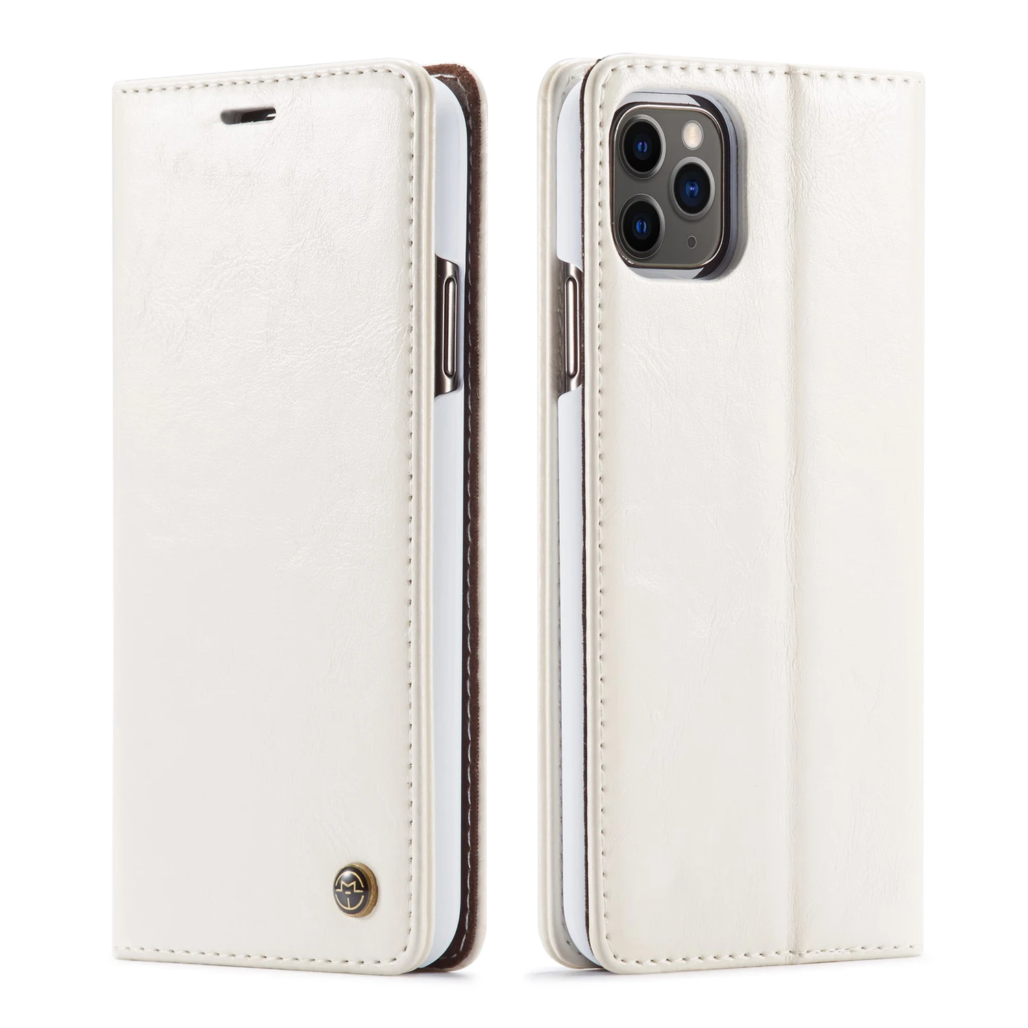 Роскошный кожаный чехол-книжка для iPhone 11 11 Pro Max, магнитный чехол-кошелек для iPhone 11 Pro, чехол с отделениями для карт, чехол для телефона - Цвет: Белый