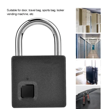

ABKK-Smart Fingerprint Padlock Stainless Steel Biometric Portable Outdoor Padlock Inteligente Fipilock Dustproof, Waterproof Loc
