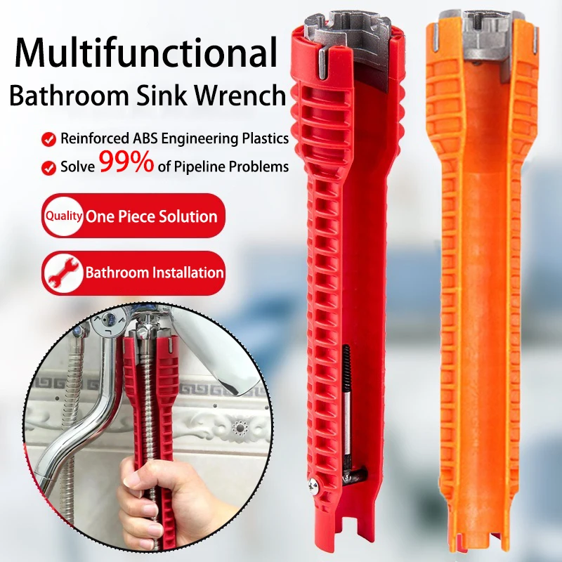 

8 In 1 Flume Wrench Sink Key Anti-slip Multi Key Pipe Magic Wrench Kitchen Repair Plumbing Installation socket wrench set