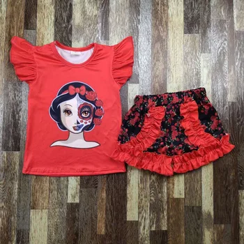 

cartoon pattern girl short outfit fashion baby boutique summer clothes