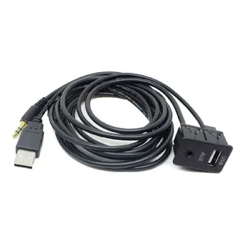 

Hot Selling 1.5M Car Dash Flush Mount USB Port Panel 3.5mm AUX USB Extension Cable Adapter