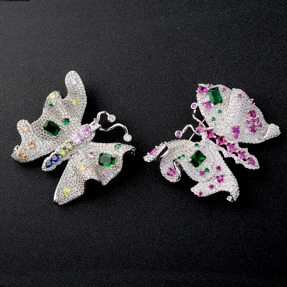 Women's 40x48mm Mixed Color golden plated Cz micro butterfly brooch | Украшения и аксессуары