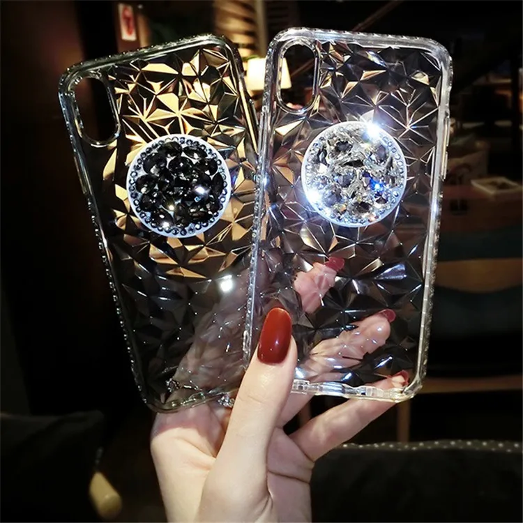 

case for iPhone 11 XR 7 8 11 Pro Max X XS Max Plus 6 6s Transparent with kickstand Rhinestone cover
